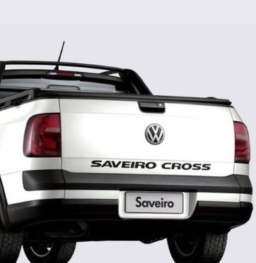 Faixa Tampa Traseira Saveiro Cross 2014 Adesivo Preto em Promoção