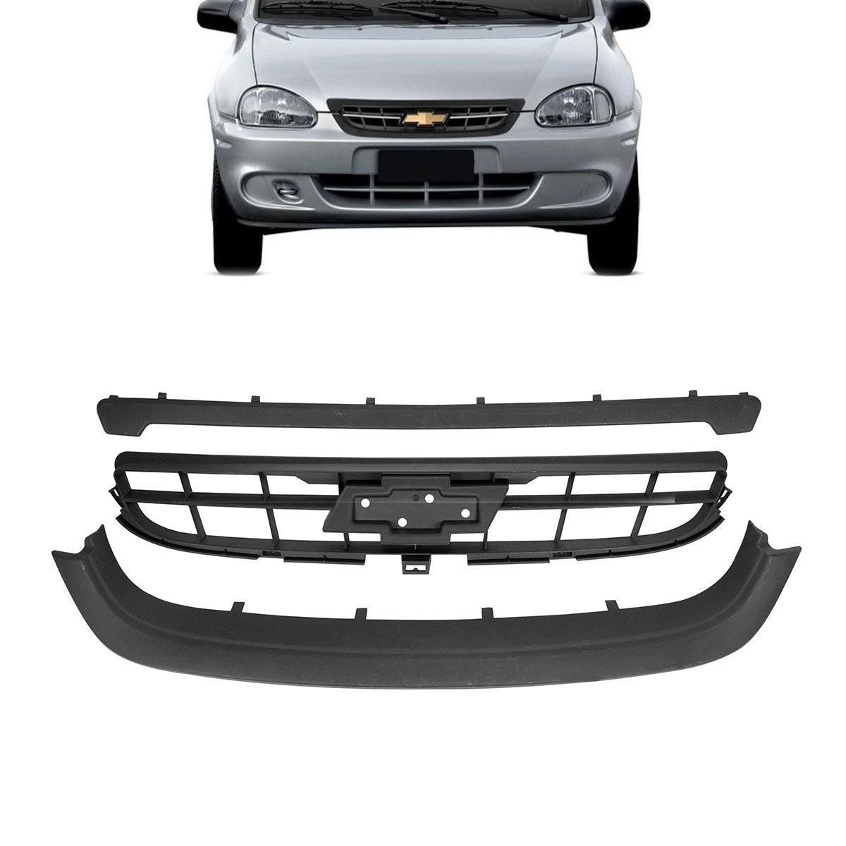 Grade Radiador Chevrolet Corsa Classic 2000 a 2008 Preto Fipparts - 1345914  - Homologacao