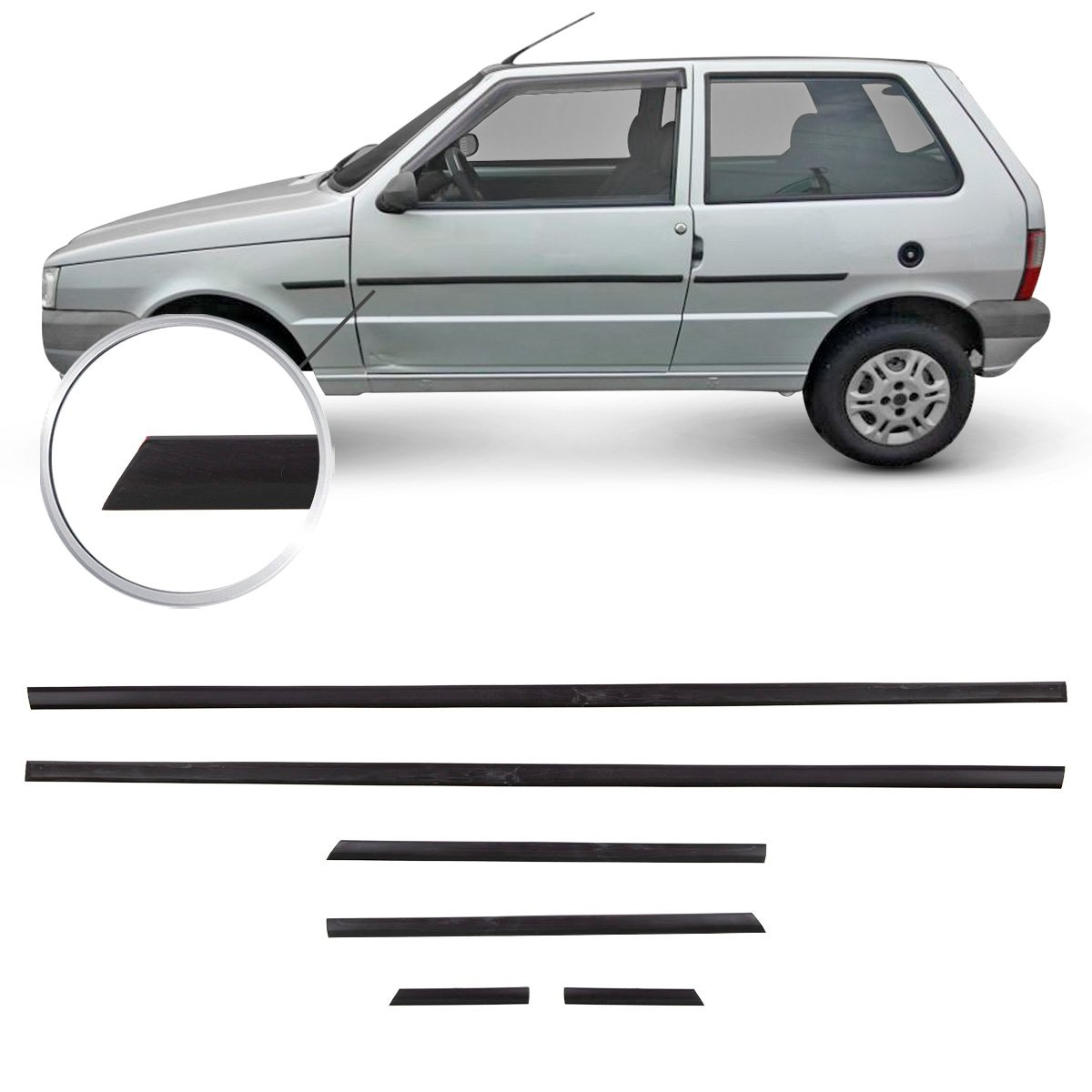 Jogo de Friso Fiat Uno 11 a 18 Tipo Borrachão - Connect Parts