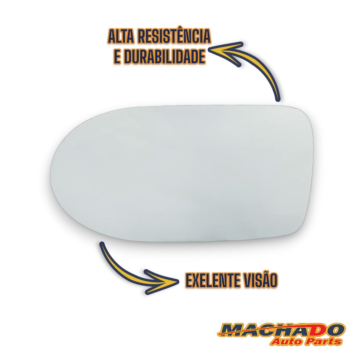 Lente C/ Base Refil Retrovisor Grande Uno Quadrado Esquerdo