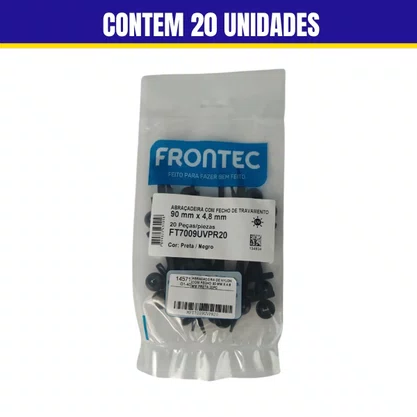Abracadeira De Nylon Com Fecho 90 mm X 4,8 mm Preta 20PC