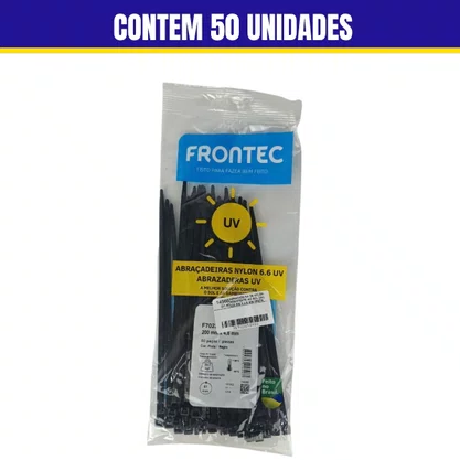 Abracadeira De Nylon Resistente ao Sol 200 mm X 4,8 mm Preta 50PC