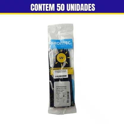 Abracadeira De Nylon Resistente ao Sol 202 mm X 3,7 mm Preta