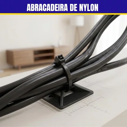 Abracadeira De Nylon Resistente ao Sol 202 mm X 3,7 mm Preta
