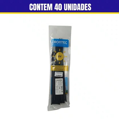 Abracadeira De Nylon Resistente ao Sol 400 mm X 4,8 mm Preta