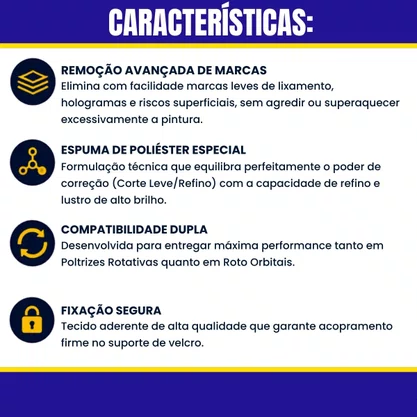 Boina Espuma Laranja Corte Leve / Refino 6 Polegadas