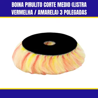 Boina Pirulito Corte Medio (Listra Vermelha / Amarela) 3 Polegadas