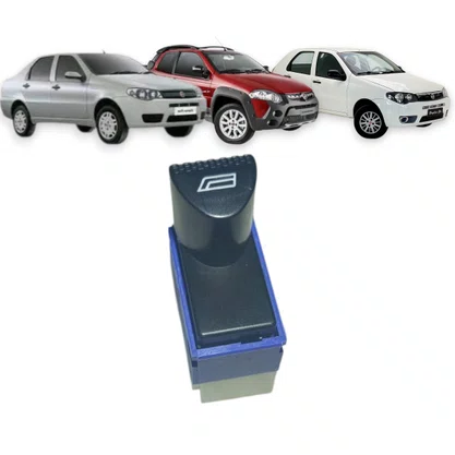 Botão Interruptor Vidro Elétrico Palio Siena Strada Fire Simples Lado Direito Fundo Branco   
