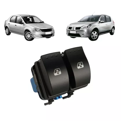 Botão Interruptor Vidro Elétrico Sandero Logan Duster Fluence Megane Duplo Fundo Azul
