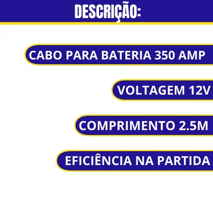 Cabo Auxiliar De Partida ( Cabo De Chupeta) 350 Amperes 2,5MT SW