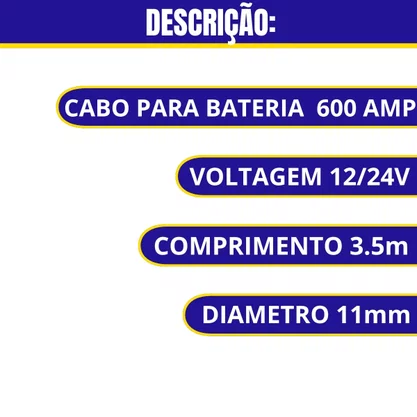 Cabo Auxiliar De Partida ( Cabo De Chupeta) 600 Amperes 3,5MT SW