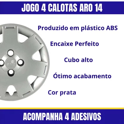 Jogo Calota Aro 14 Gol G4 2006 Prata