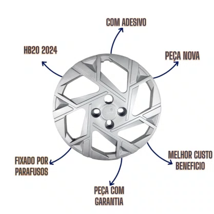 Calota Aro 14 HB20 2024 Prata Cubo Baixo