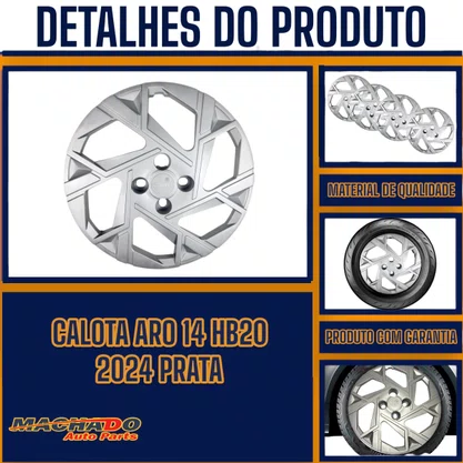 Calota Aro 14 HB20 2024 Prata Cubo Baixo