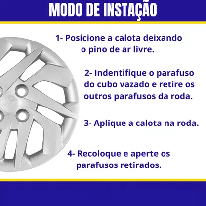 Calota Aro 14 HB20 2024 Prata Cubo Baixo