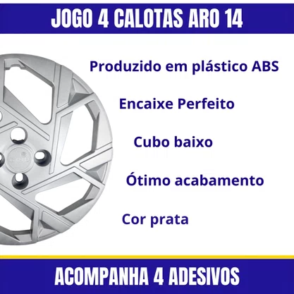Calota Aro 14 HB20 2024 Prata Cubo Baixo