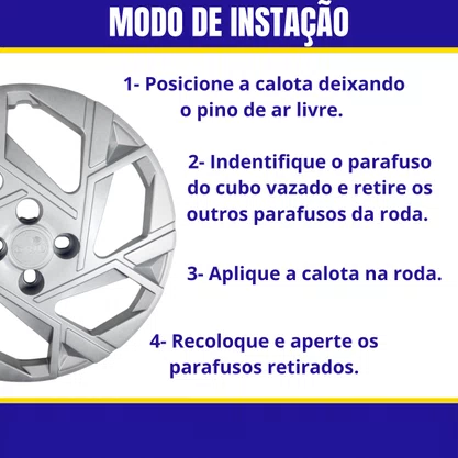 Calota Aro 14 HB20 2024 Prata Cubo Baixo