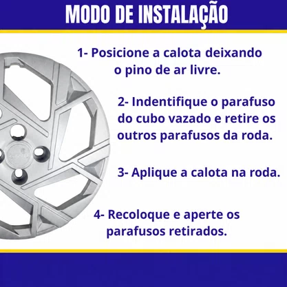Jogo Calota Aro 14 HB20 2024 Prata Cubo Baixo