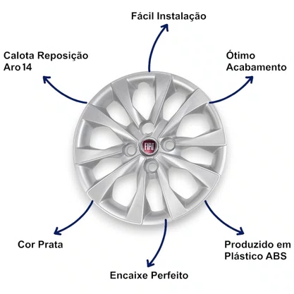 Calota Aro 14 Mobi Argo Palio Attractive 2017 até 2021