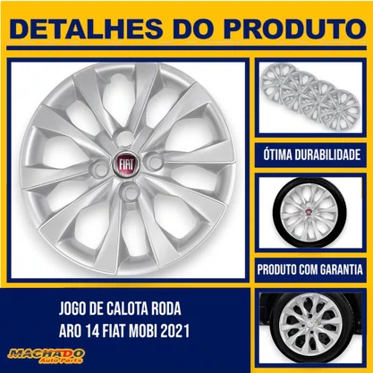 Calota Aro 14 Mobi Argo Palio Attractive 2017 até 2021