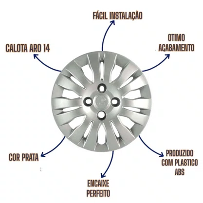 Calota Aro 14 Palido Attractive 2010 a 2012 Cubo Baixo