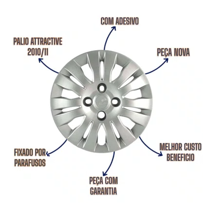 Calota Aro 14 Palido Attractive 2010 a 2012 Cubo Baixo