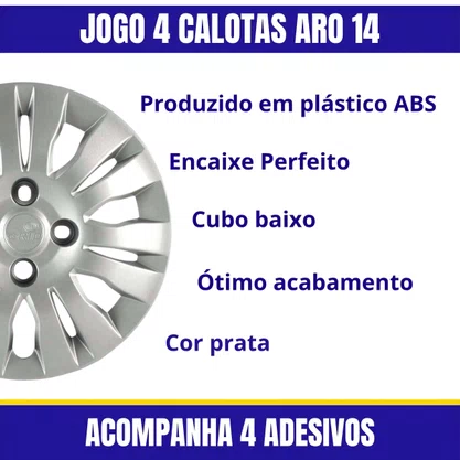 Calota Aro 14 Palido Attractive 2010 a 2012 Cubo Baixo