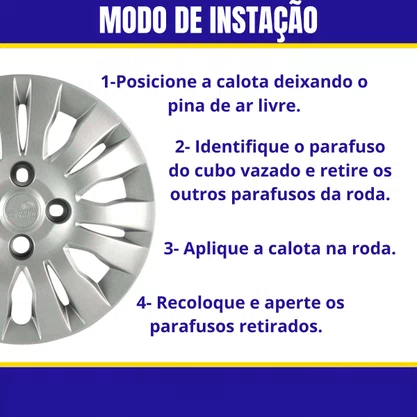 Calota Aro 14 Palido Attractive 2010 a 2012 Cubo Baixo