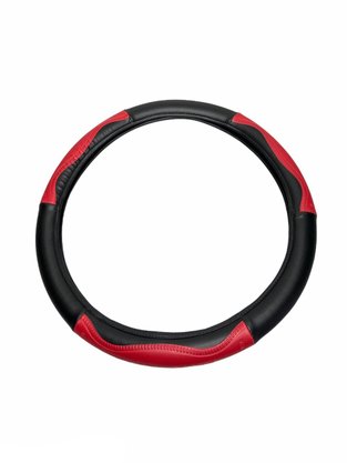 Capa de Volante Preta e Vermelho Com Detralhe em Bolinhas 