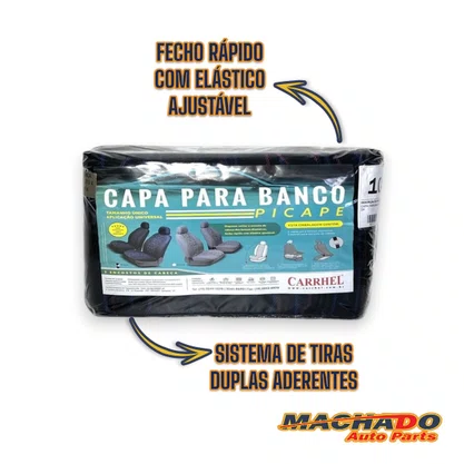 Capa para Banco de Carro Pick Up Univesal Preta Estampada CARRHEL