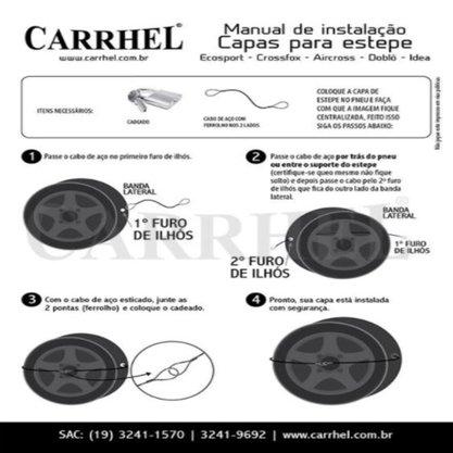 Capa Pneu Roda Estepe Universal com Cadeado Anti Furto Aro 14 a 16 - It s Only Rock n  Roll CARRHEL