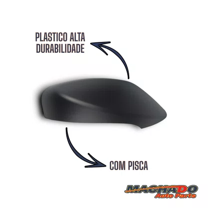Capa Retrovisor Externo HB20 2012 a 2019 Com Furo Pisca Preto Direito Caroneiro