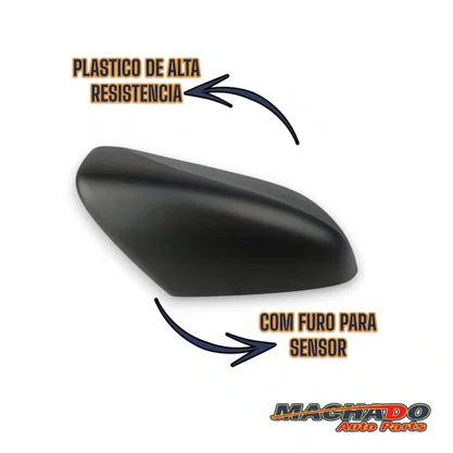 Capa Retrovisor Onix Plus 2020 A 2022 Preta C/Furo Direito
