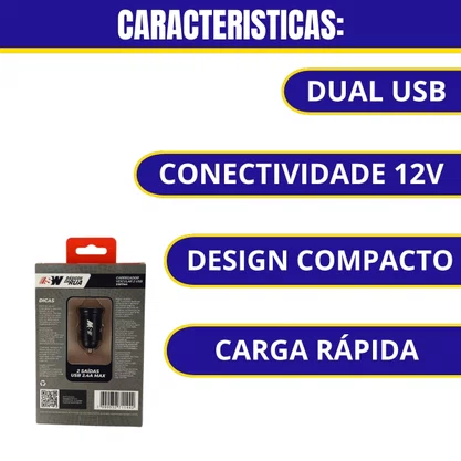 Carregador USB De Carro 2 Saidas 2.4A SW