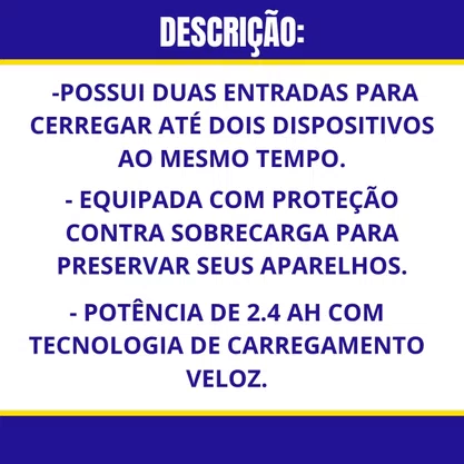 Carregador USB De Carro 2 Saidas 2.4A SW