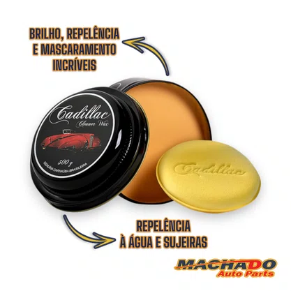 Cera de Carnaúba Cleaner Wax 300g com Aplicador CADILLAC