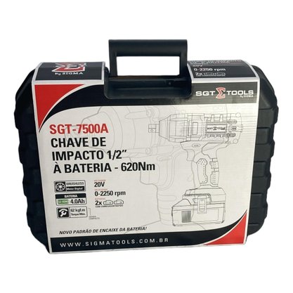 Chave de Impacto 1/2 a Bateria 620NM 20V/4AH li-ion 2 Baterias SIGMA