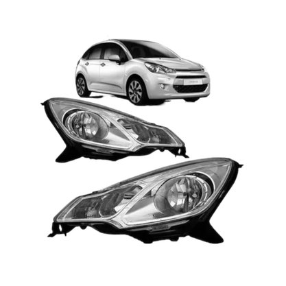 Farol Citroen C3 2013 a 2020 Máscara Cromada Lado Esquerdo Motorista Manual