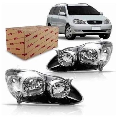Farol Corolla Fielder 2003 a 2007 Mascara Negra Foco Duplo Lado Esquerdo TYC