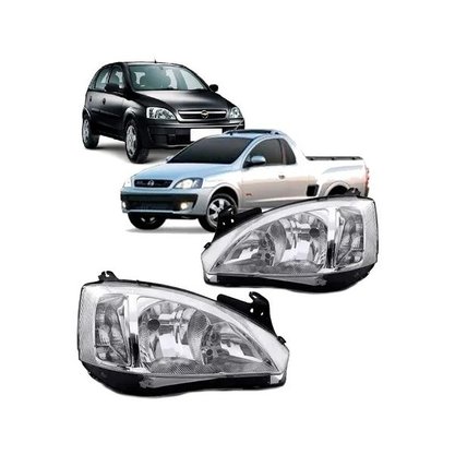 Farol Corsa Hatch Sedan Montana 2008 a 2012 Máscara Cromada Esquerdo