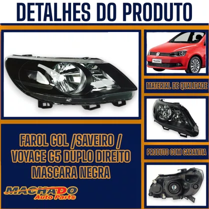 Farol Gol/Saveiro/Voyage G5 Duplo Direito Mascara Negra