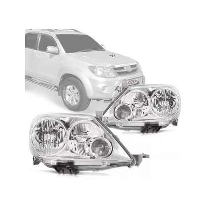 Farol hilux SW4 05 a 08 Foco Duplo Cromado Esquerdo