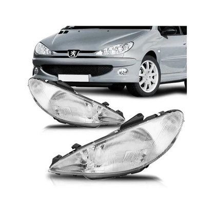 Farol Peugeot 206 98 a 03 Foco Simples Cromado Esquerdo