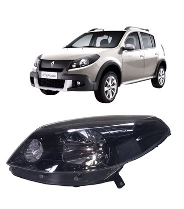 Farol Sandero 2012 a 2014 Mascara Negra Esquerdo