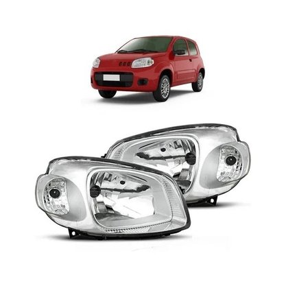 Farol Uno Fiorino Novo 10 a 14 Mascara Cromada Esquerdo
