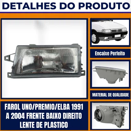 Farol Uno/Premio/Elba Frente Baixo Direito Lente De Plastico