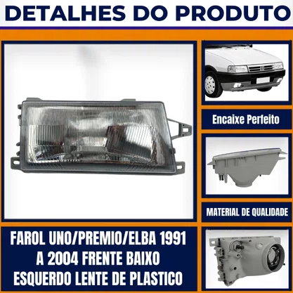 Farol Uno/Premio/Elba Frente Baixo Esquerdo Leente De Plastico