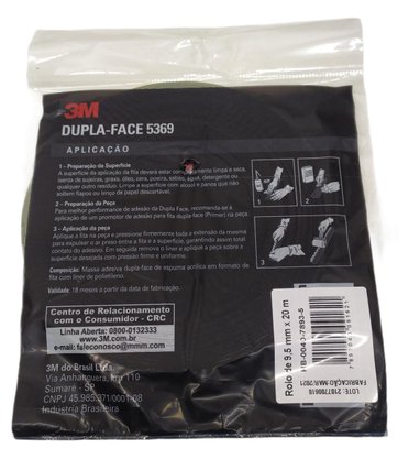 Fita Dupla Face  9,5mm x 20mt Cinza 3M