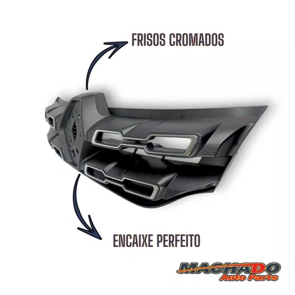Grade Central Kwid 2017 Até 2022 Preto Com Friso Cromado