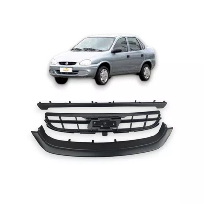 Grade Dianteira Radiador Corsa Classic 2008 a 2010 Preto Com 3 Peças
